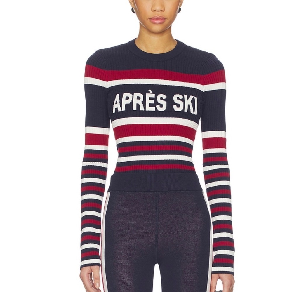 Show Me Your Mumu Slopes Sweater Navy Apres Ski Stripe Ribbed Knit XS MR5-5826